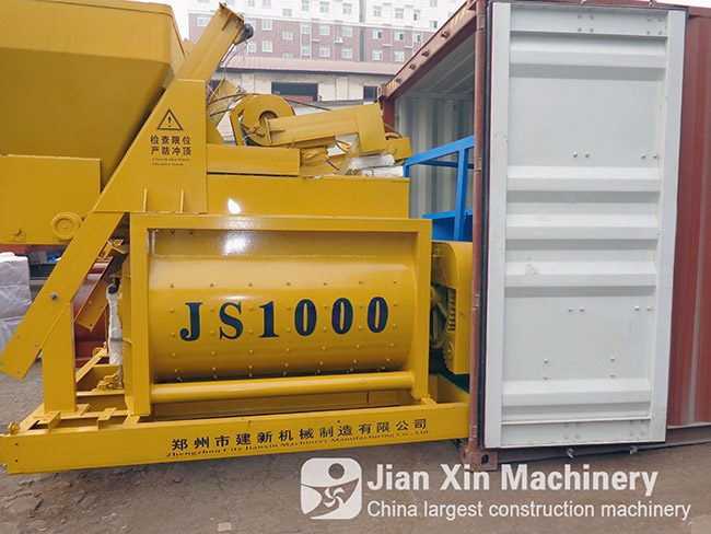 JS1000 compulsory concrete mixer produced by Zhengzhou Jianxin Machinery